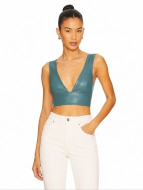 NEW SUSANA MONACO cropped Faux Leather top Small